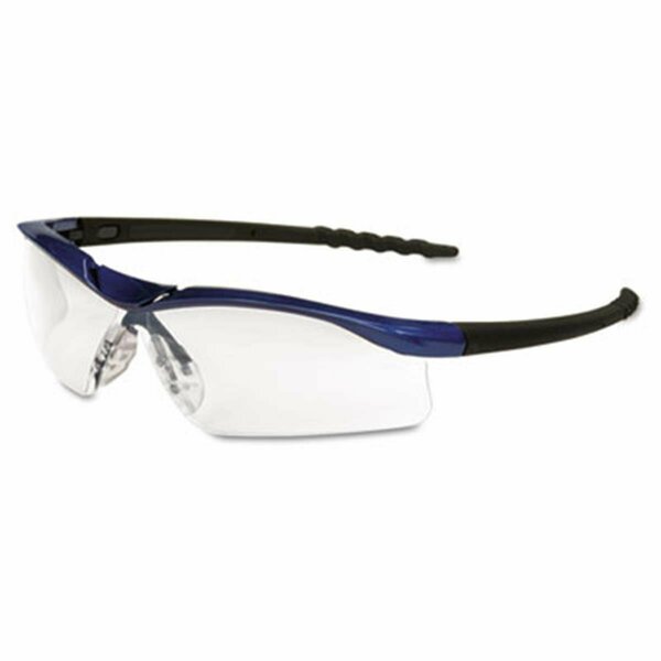 Exotic Dallas Wraparound Safety Glasses- Metallic Blue Frame- Clear AntiFog Lens EX8669